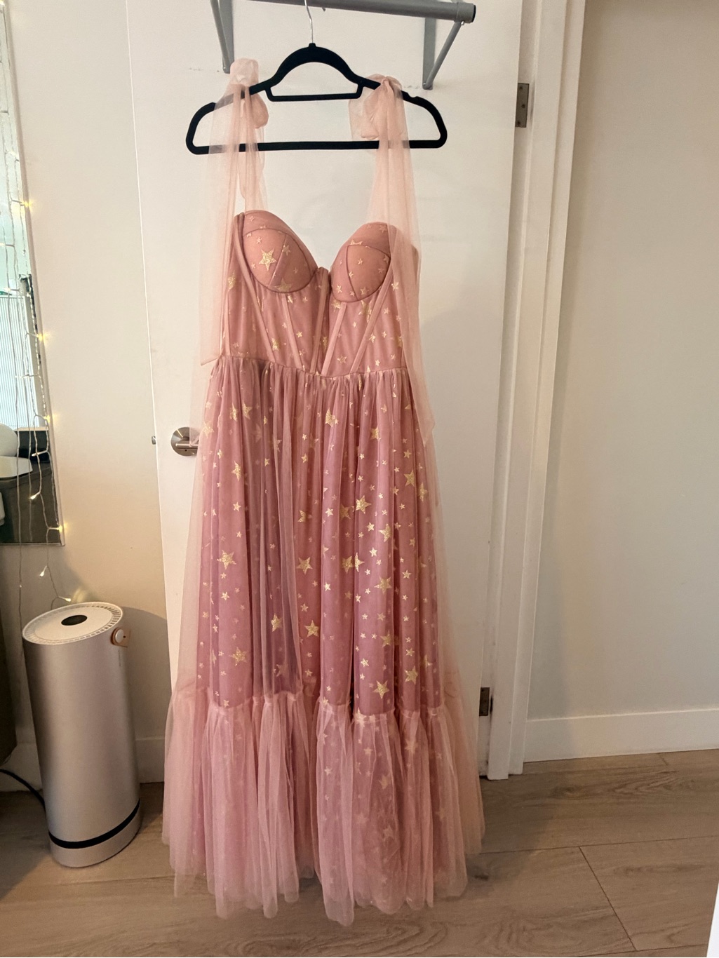 Dusty Rose Star-Embellished Tulle Maxi Dress Teuta Matoshi — image 3 of 8